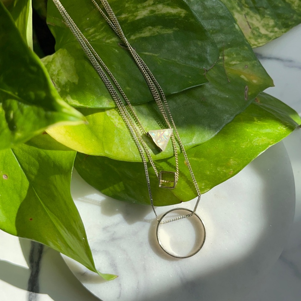 Urban Outfitters-Layered Geometric Shapes Necklace